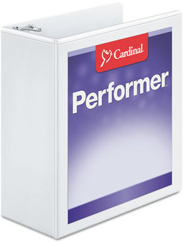 Cardinal® Performer™ ClearVue™ Slant-D® Ring Binder,  4" Cap, 11 x 8 1/2, White