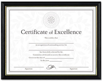 DAX® Two-Tone Document/Diploma Frame,  Wood, 8 1/2 x 11, Black w/Gold Leaf Trim