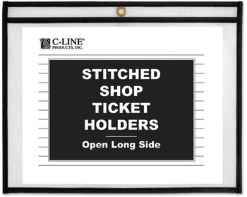 C-Line® Stitched Shop Ticket Holders,  Stitched, Both Sides Clear, 75", 12 x 9, 25/BX