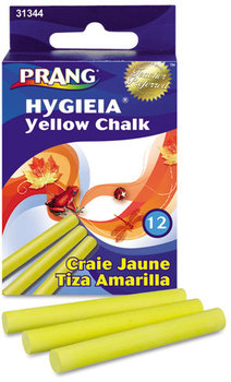 Prang® Hygieia® Dustless Board Chalk,  3 1/4 x 3/8, Yellow, 12/Box