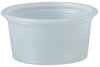 A Picture of product DCC-P075SN SOLO® Cup Company Polystyrene Portion Cups,  3/4 oz, Translucent, 2500/Carton