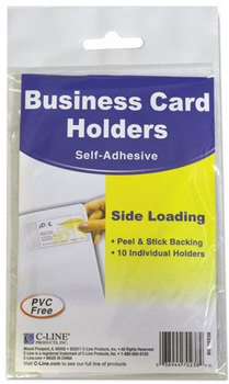 C-Line® Self-Adhesive Business Card Holders,  Side Load, 3 1/2 x 2, Clear, 10/Pack