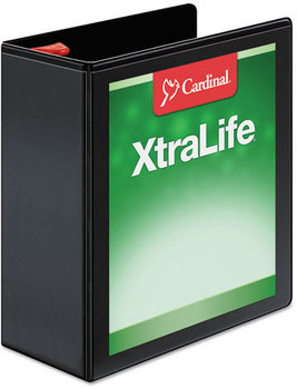 Cardinal® XtraLife® ClearVue™ Non-Stick Locking Slant-D® Ring Binder,  4" Cap, 11 x 8 1/2, Black
