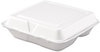A Picture of product DCC-80HT3R Dart® Foam Hinged Lid Containers,  Foam, 3-Comp, White, 8 x 7 1/2 x 2 3/10, 200/Carton