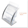 A Picture of product DEF-693745 deflecto® Three-Tier Literature Holder,  11-1/4w x 6-15/16d x 13-5/16h, Silver