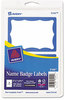 A Picture of product AVE-5144 Avery® Printable Adhesive Name Badges 3.38 x 2.33, Blue Border, 100/Pack