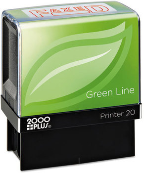 2000 PLUS® Green Line Self-Inking Message Stamp,  Faxed, 1 1/2 x 9/16, Red
