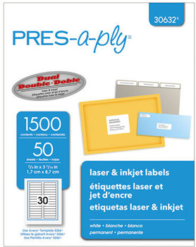 PRES-a-ply® Labels 0.66 x 3.44, White, 30/Sheet, 50 Sheets/Box