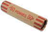 A Picture of product MMF-2160640A07 MMF Industries™ Nested Preformed Coin Wrappers,  Pennies, $.50, Red, 1000 Wrappers/Box