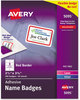 A Picture of product AVE-5095 Avery® Flexible Adhesive Name Badge Labels 3.38 x 2.33, White/Red Border, 400/Box