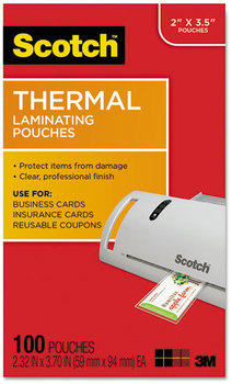 Scotch™ Laminating Pouches,  5 mil, 3 3/4 x 2 3/8, 100/Pack