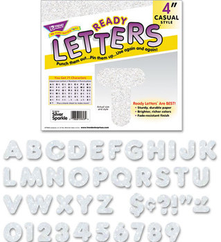 TREND® Ready Letters® Sparkles Letter Set,  Silver Sparkle, 4"h, 71/Set