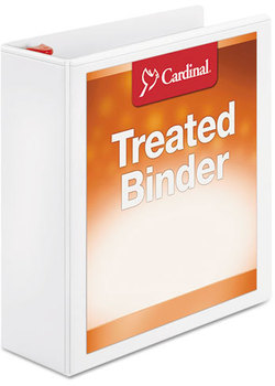 Cardinal® Treated ClearVue™ Locking Slant-D® Ring Binder,  3" Cap, 11 x 8 1/2, White
