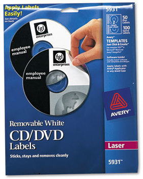 Avery® CD Labels Laser Matte White, 50/Pack
