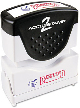 ACCUSTAMP2® Pre-Inked Shutter Stamp with Microban®,  Red/Blue, POSTED, 1 5/8 x 1/2