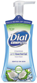Dial® Professional Antimicrobial Foaming Hand Soap,  Coconut Waters, 7.5 oz Pump Bottle, 8/Case.