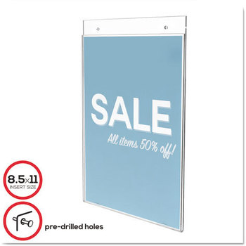 deflecto® Classic Image® Single-Sided Wall Sign Holder,  Plastic, 8 1/2 x 11, Clear