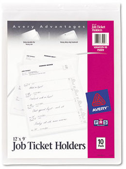 Avery® Heavyweight Clear Job Ticket Holder Holders, Heavy Gauge Vinyl, 9 x 12, 10/Pack