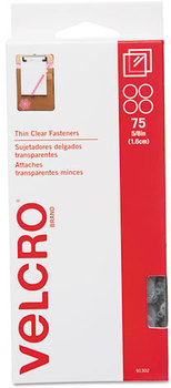 Velcro® Sticky-Back® Hook & Loop Fasteners,  5/8 Inch Diameter, Clear, 75/Pack