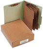 A Picture of product ACC-15048 ACCO Pressboard Classification Folders 4" Expansion, 3 Dividers, 8 Fasteners, Letter Size, Leaf Green Exterior, 10/Box