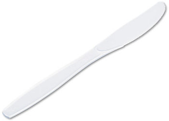 Dixie® Plastic Cutlery,  Heavyweight Knives, White, 1000/Carton