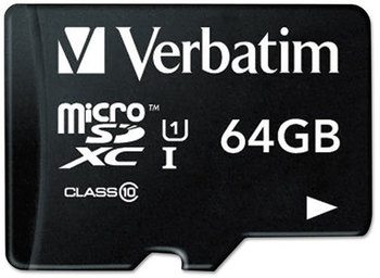 Verbatim® microSDXC Card with SD Adapter,  Class 10, 64GB