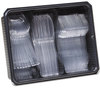 A Picture of product 192-126 Dixie® Cutlery Keeper Tray with Clear Plastic Utensils: 60 Forks, 60 Knives, 60 Spoons per Box, 10 Boxes/Case