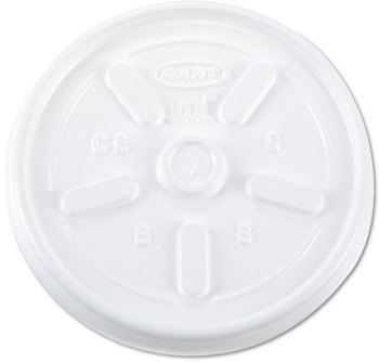 Dart® Vented Plastic Hot Cup Lids,  10JL, 10 oz., White, 1000/Carton