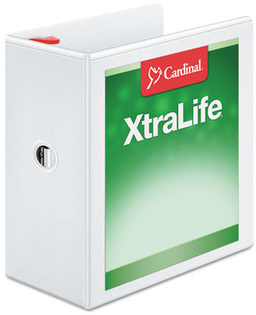 Cardinal® XtraLife® ClearVue™ Non-Stick Locking Slant-D® Ring Binder,  5" Cap, 11 x 8 1/2, White