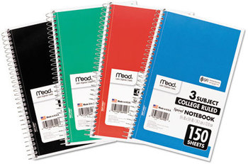 Mead® Spiral® Notebook,  Perforated, College Rule, 6 x 9 1/2, White, 150 Sheets