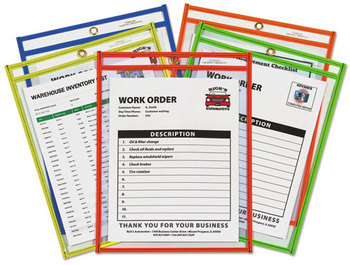 C-Line® Neon Stitched Shop Ticket Holders,  Neon, Assorted 5 Colors, 75", 9 x 12, 25/BX