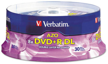 Verbatim® DVD+R Dual Layer Recordable Disc,  8.5GB, 8x, Spindle, 30/PK, Silver