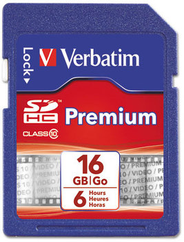 Verbatim® Premium SDHC Cards,  Class 10, 16GB