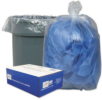 Classic Clear Linear Low-Density Can Liners,  55-60gal, .9 Mil, 38 x 58, Clear, 100/Carton