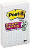 A Picture of product MMM-660SSGRID Post-it® Notes Super Sticky Grid Quad Ruled, 4" x 6", White, 50 Sheets/Pad, 6 Pads/Pack