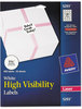 A Picture of product AVE-5293 Avery® High-Visibility ID Labels Permanent Laser Print-to-the-Edge w/SureFeed, 1.66" dia, White, 600/PK