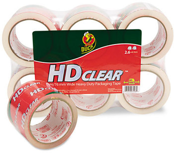 Duck® Heavy-Duty Carton Packaging Tape,  3" x 55yds, Clear, 6/Pack