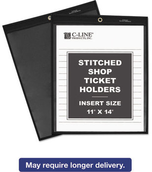 C-Line® Stitched Shop Ticket Holders,  Stitched, One Side Clear, 75", 11 x 14, 25/BX