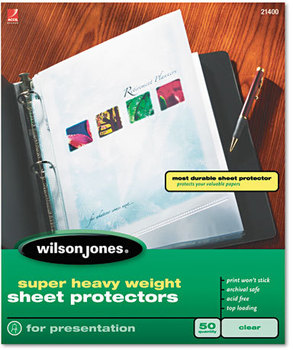 Wilson Jones® Super Heavy Sheet Protectors,  Nonglare Finish, Letter, 50/Box