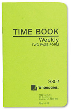 Wilson Jones® Foreman's Time Book,  Week Ending, 4-1/8 x 6-3/4, 36-Page Book