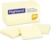 A Picture of product MMM-654918 Highland™ Self-Stick Notes 3" x Yellow, 100 Sheets/Pad, 18 Pads/Pack
