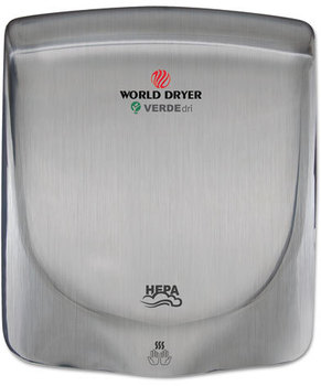 WORLD DRIVER® VERDEdri Hand Dryer,  Stainless Steel, Brushed
