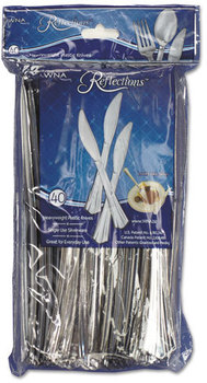 WNA Reflections™ Heavyweight Plastic Utensils,  Knife, Silver, 7 1/2", 40/Pack