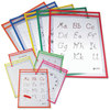 A Picture of product CLI-40610 C-Line® Reusable Dry Erase Pockets,  9 x 12, Assorted Primary Colors, 10/Pack