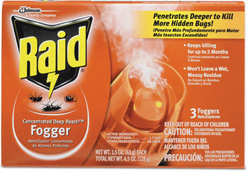 Raid® Concentrated Deep Reach™ Fogger,  1.5 oz Aerosol Can, 3/Pack, 12 Packs/Case