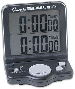 Champion Sports Dual Timer/Clock,  LCD, 3 1/2 x 1 x 4 1/2