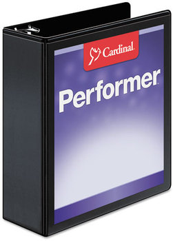 Cardinal® Performer™ ClearVue™ Slant-D® Ring Binder,  3" Cap, 11 x 8 1/2, Black