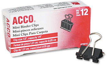 ACCO Binder Clips Mini, Black/Silver, Dozen