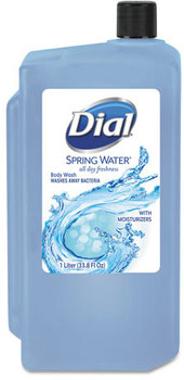 Dial® Spring Water® Body Wash,  Spring Water, 1 L Refill Cartridge, 8/Carton