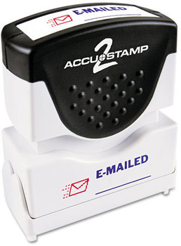 ACCUSTAMP2® Pre-Inked Shutter Stamp with Microban®,  Red/Blue, EMAILED, 1 5/8 x 1/2